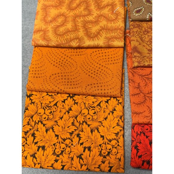 Quilters Stash 11-Piece Orange & Red Cotton Fabric Squares For Sewing & Crafts - Picture 4 of 5